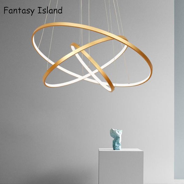 

pendant lamps modern lamp led 3/4/5 rings circle ceiling hanging chandelier black loft living dining room kitchen lighting fixture