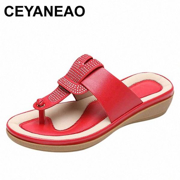 

ceyaneaowomen summer slippers elegant tip toe ladies flip flop wedges womens slippers bohemian beach shoes sandalias mujer u6i3#, Black