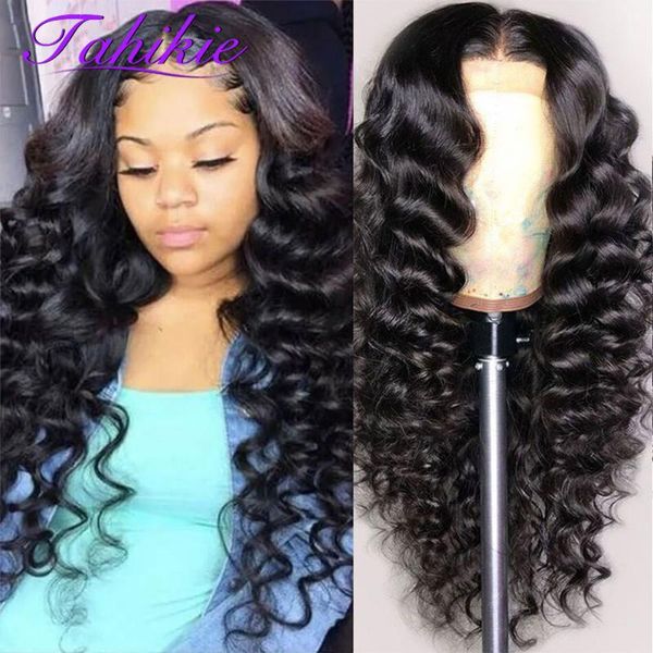 

lace wigs loose wave front wig 13x4 frontal 5x5 closure brazilian hair for black women human remy tahikie, Black;brown