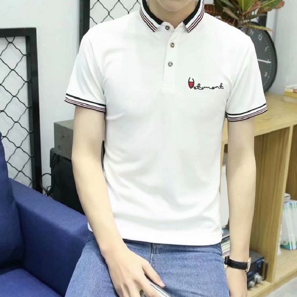

2021 summer men's poio shirt korean slim youth business casual fashion short sleeve t-shirt solid color lapel t-shirt, White;black