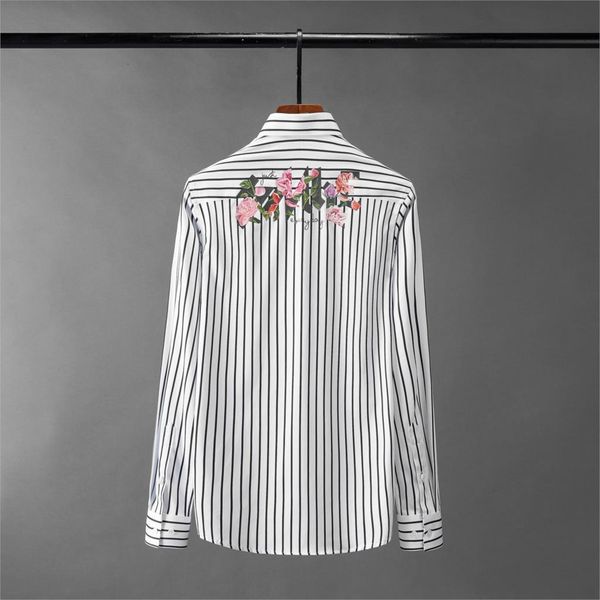 

tee shirt shirt stripe luxury back flower printed long sleeve mens plus size 4xl slim fit party male shirts, White;black