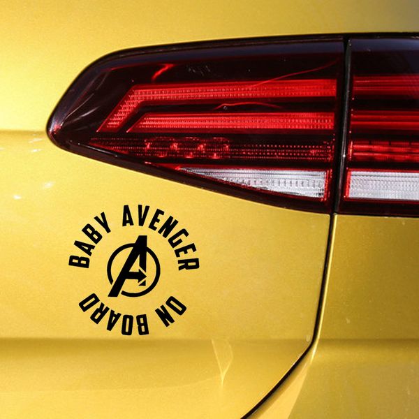 

13.1cm*13cm baby avenger on board funny safety vinyl car sticker decal sign black silver