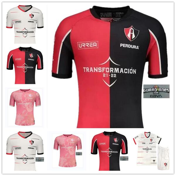 

2021 2022 mexico club atlas soccer jerseys 21 22 home red j.barraza .caballero r.marquez shirt away yellow football uniform6644, Black;yellow
