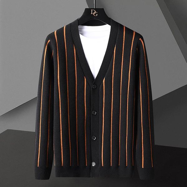 

men's sweaters 2021 fall winter cardigan men fashion designer striped cashmere sweater coat casual knit mens jacket -4xl, White;black