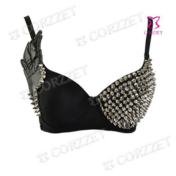 

costumes 924 punk rivet bra night club stage queen fashion sexy, Black