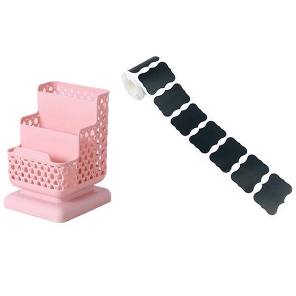 

pcs spice sticker kitchen jar labels & 1x cosmetic storage rack plastic office basket gift wrap