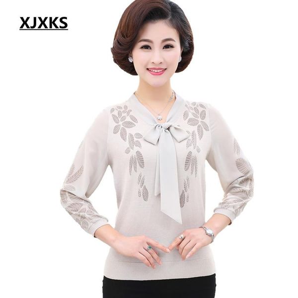 

women's blouses & shirts xjxks blusa feminina 2021 spring and summer oversized knitwear mother gift chiffon sleeve plus size women blo, White