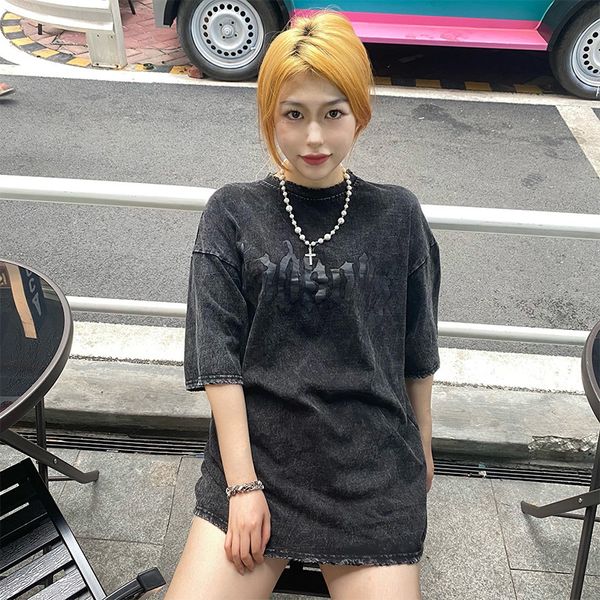 

daxigo street washed cross printed short sleeve t-shirt, White;black