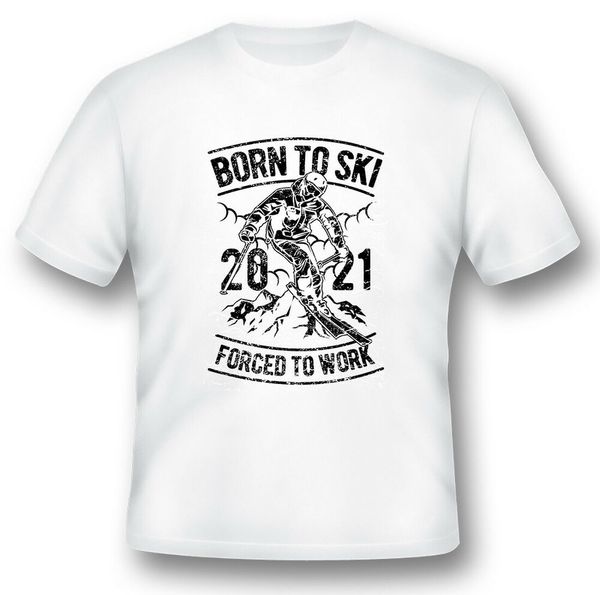 

born to ski forced to work tee shirt black or white, White;black