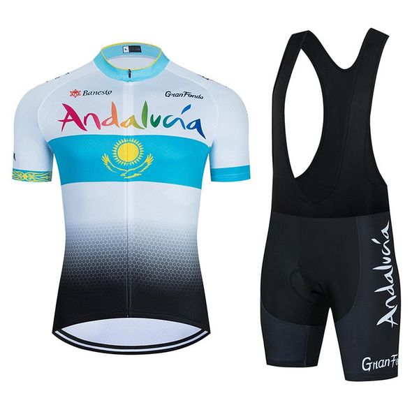 

racing sets 2021 andalucia cycling jersey red bicycle short sleeve clothes bike maillot bib shorts, Black;blue