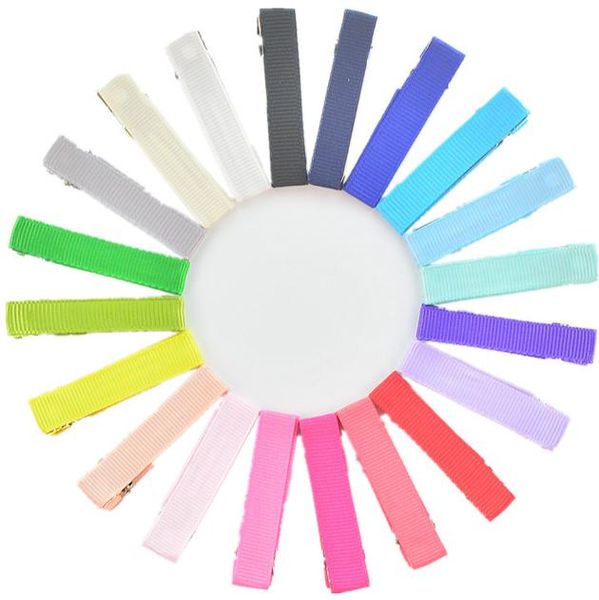 

2021 new 1.8" grossgrain ribbon alligator clip lined clips single pronged alligator clips hair accessories, Slivery;white