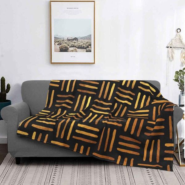 Cobertores Weave [Preto e Padrão de Ouro] Chegada Moda Lazer Flanela Cobertor Mudcloth Mutro Africano Tecido Mali Bogolan Boho