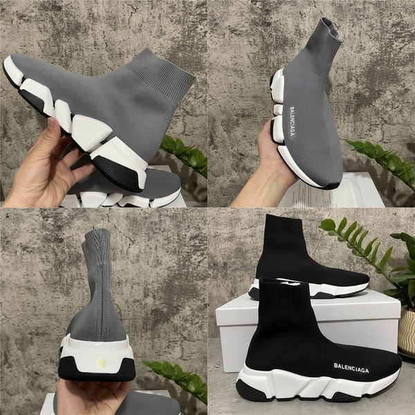 

2022 designer casual shoes luxury women men leather lace up platform oversized sole sneakers speed trainers, Black