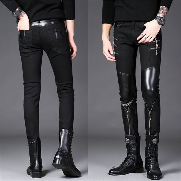 Erkekler Skinny Jeans Pantolon Slim Fit Kore Moda Rahat Yüksek Kaliteli Fermuar Kalem Pamuk Siyah Pantolon Boyutu 27-36 210715