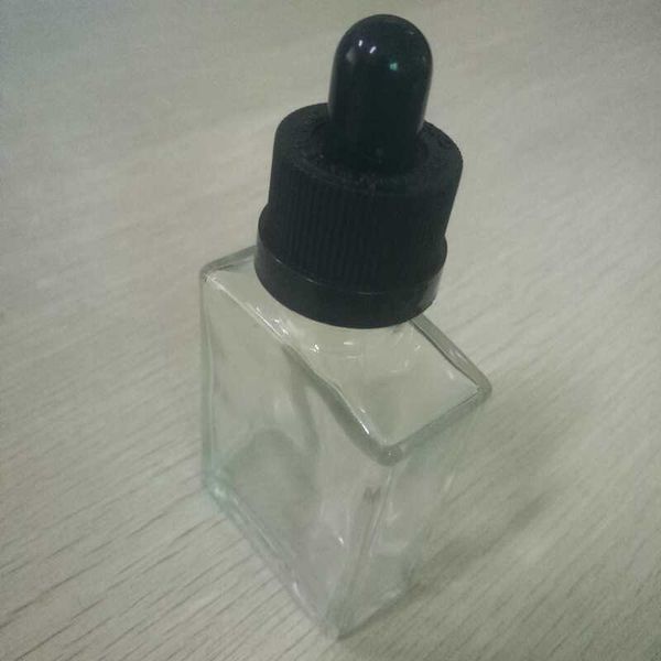 

factory outlet square glass jars vape juice empty clear black dropper bottle 15ml 30 ml 50ml 100ml with childproof caps