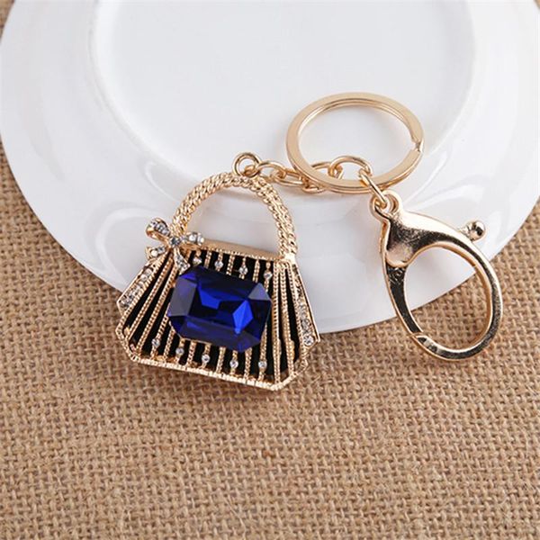 

keychains fancy&fantasy metal handbag charming purse keychain crystal rhinestone bag charms pendant car keyring jewelry gift, Silver