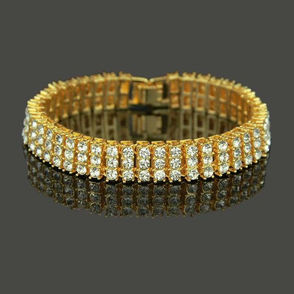 

link, chain three rows of zircon bracelet hip hop men exaggerated party anniversary decorations, Black