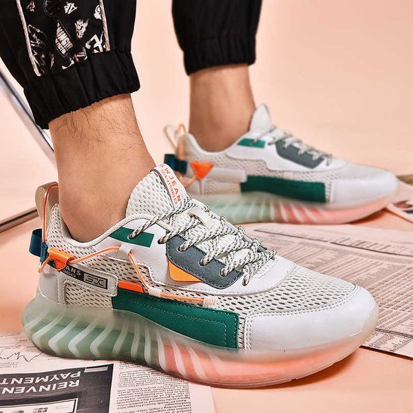 

ins net red men's shoes summer 2021 fashion flying woven breathable mesh sports and leisure running coconut