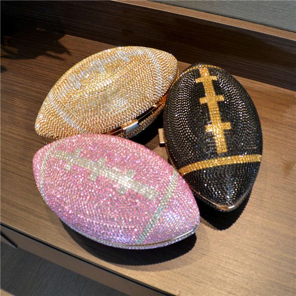 

shiny diamond crystal ball shaped shoulder bag unique personality football purse rhinestone evening clutch soccer bag