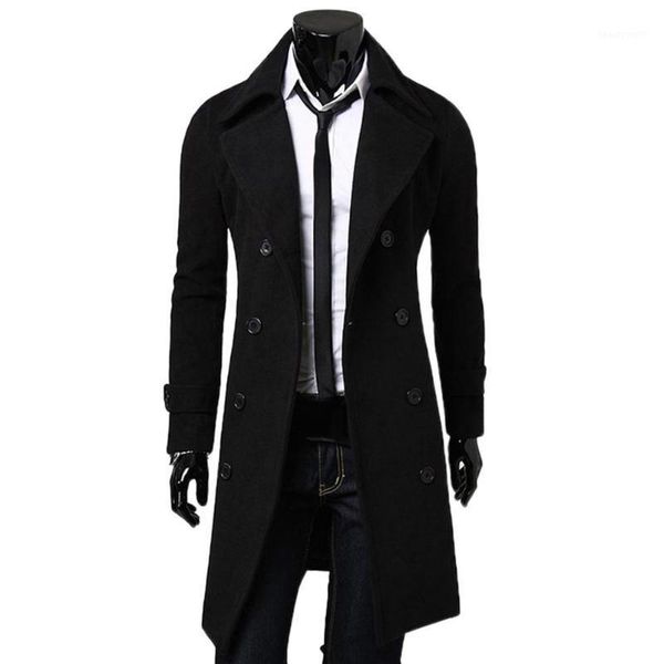 

men's trench coats fashion men trenchcoat solid color long sleeve lapel button slim fits overcoat coat outwear male jacket xxxl, Tan;black