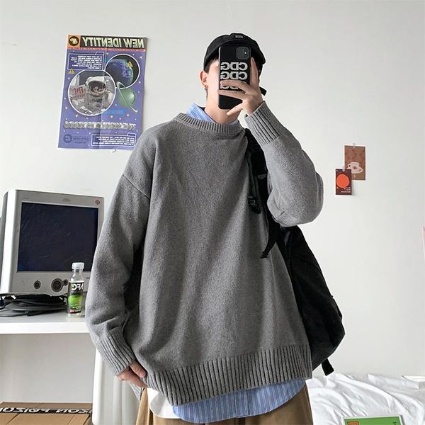

men's sweaters autumn winter multicolor sweater men warm fashion casual knitted pullover loose o-neck long-sleeved mens, White;black