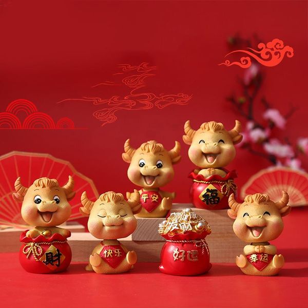 

cartoon cow figurines toys home decor resin ornament party deskcake gifts decorative objects &
