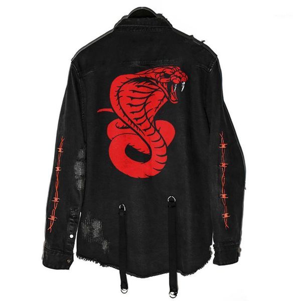 

skull fashion slim fit mans jackets trendy high street style coats 4xl snake printed coat boys girl spring streetwear men's, Black;brown