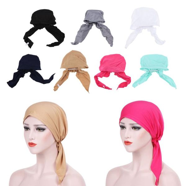 

silk beanie hat chemo cap pre-tied muslim turban scarf headwear head wrap shower caps