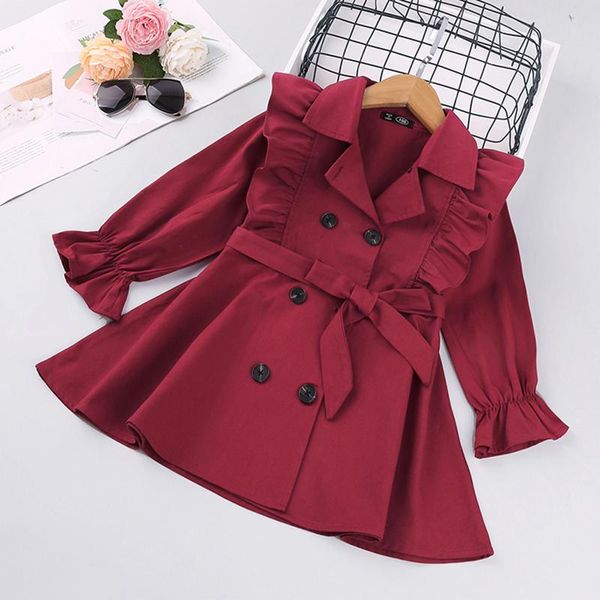 

coat children's jackets toddler baby autumn warm solid color double-breasted trench girls windbreaker kids, Blue;gray