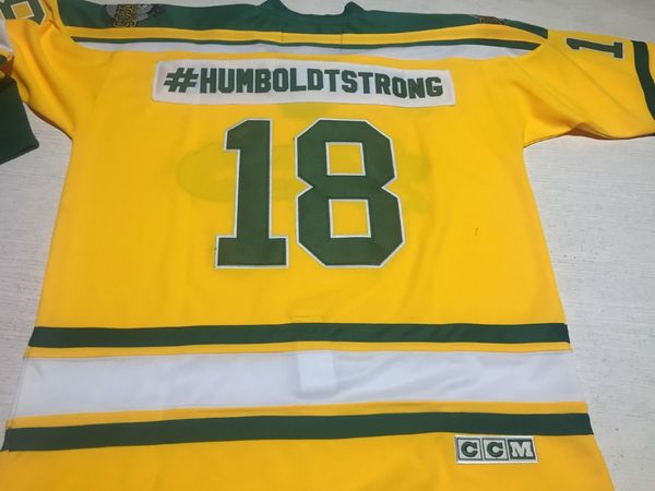 Personalizzato CCM Broncos Humboldt Broncos #Humboldtstrong 18 Maglia da hockey Vintage #20 SCHATZ Ricamo cucito Qualsiasi numero di nome S-5XL