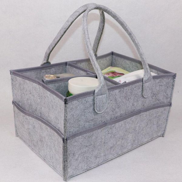 

portable baby diaper organizer handbag felt nursery storage large capacity multi pocket with changeable compartments cosmetic bags & cases