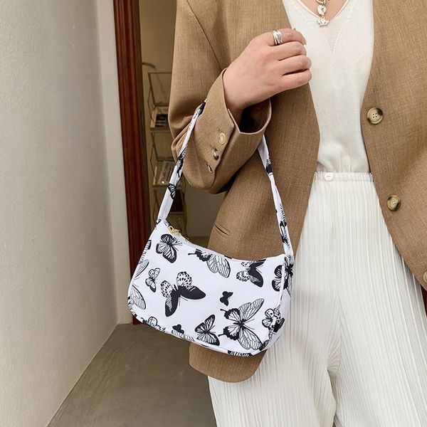 

duffel bags women fashion printed leopard butterfly totes bag ladies nylon chain handbag female casual shoulder cosmetic phone organizer