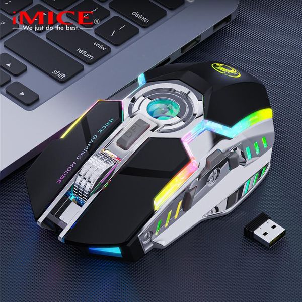 

imice rgb wireless gaming mouse silent rechargeable ergonomic mause with led backlit usb mice for pc lapcomputer game