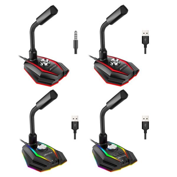 

microphones deskcapacitive usb sound card rgb microphone computer with speaker noise reduction 360Â° rotate hd receiver for gaming live v