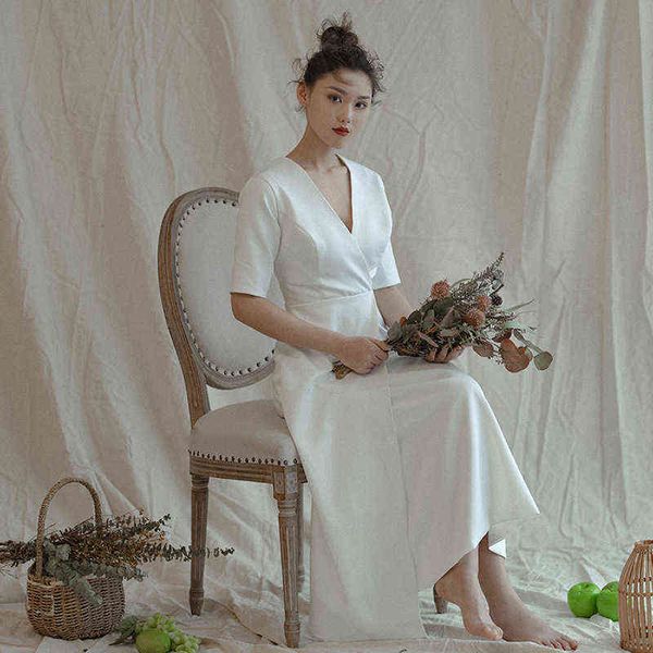 

luxury street style dresses satin french wedding is thin and simple, daily light going out gauze, sen department super fairy small bride tra, Black;pink