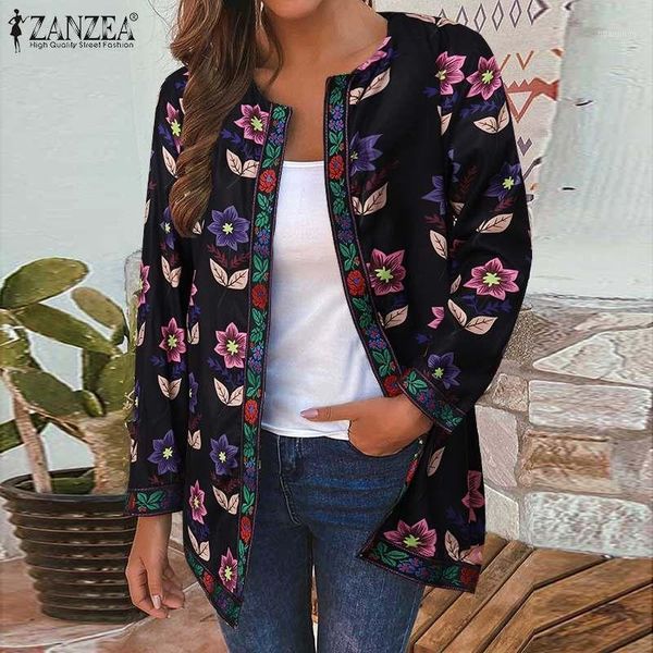 

women's jackets women's vintage floral printed women autumn thin coats long sleeve open front outwear casual embroidery cardigan, Black;brown