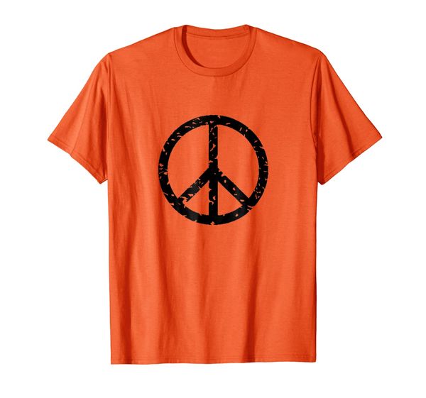 

distressed vintage peace sign tee shirt trendy hippy t-shirt, White;black