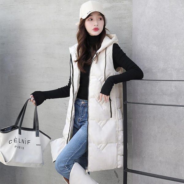 

women's vests 2021 down cotton vest women stand collar short windproof solid warm waistcoat female coat sleeveless waistcoats, Black;white