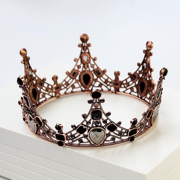 

hair clips & barrettes 2021 baroque retro french black diamond series round crown wedding bridal headdress full birthday party stage show co, Golden;silver