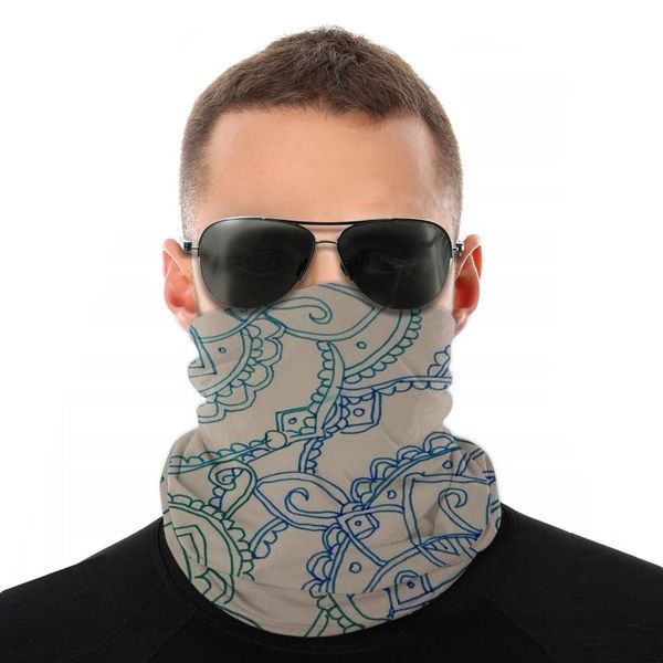 

scarves mixed mandalas half face mask halloween tube scarf neck bandana windproof headwear biking climbing, Blue;gray
