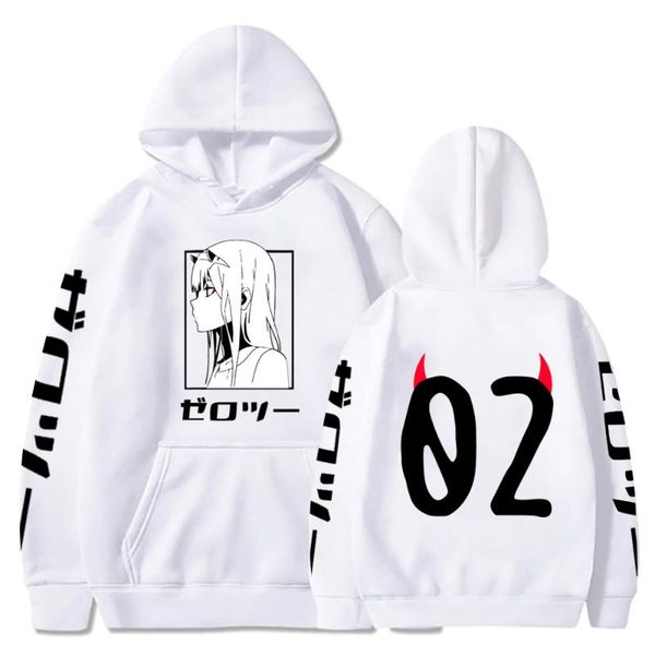 

men's hoodies & sweatshirts anime darling in the franxx zero two hip hop long sleeve sudaderas hombre funny women men harajuku hoodie, Black