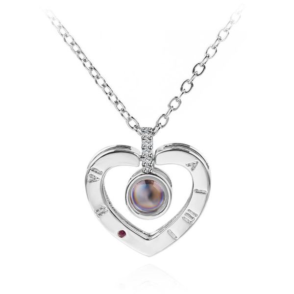 

pendant necklaces romantic necklace clavicle chain in 100 languages i love you wedding jewelry gift 2021 trendy charm ornament for women, Silver
