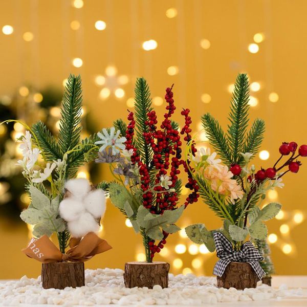 

christmas decorations mini tree snowflakes artificial cedar ornaments festival table miniature ornament home decoration