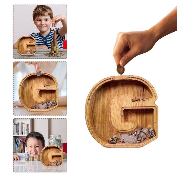 

novelty items 2021 1 pcs upstanding piggy bank letter money box eco-friendly shaped large enough burly wood meaningful souvenir for bedroom