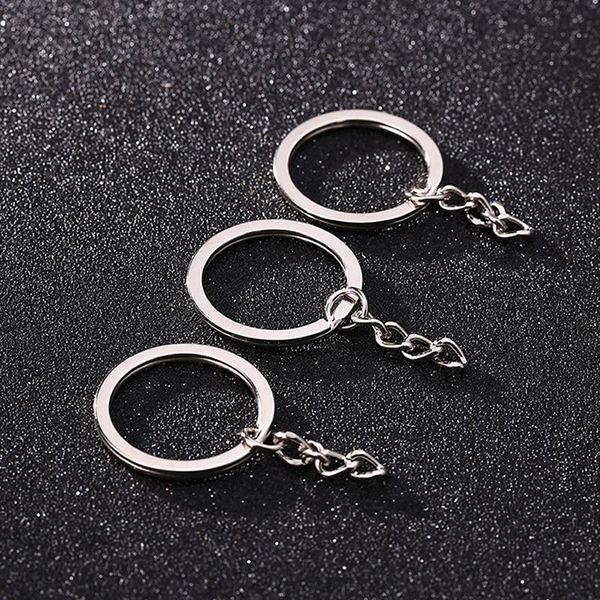 

keychains 50pcs polished color 25mm/30mm keyring keychain split ring with short chain key rings women men diy chains accessorie, Silver