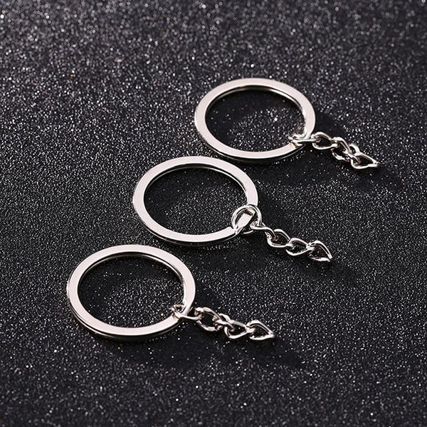 

keychains 50pcs polished color 25mm/30mm keyring keychain split ring with short chain key rings women men diy chains accessorie, Silver