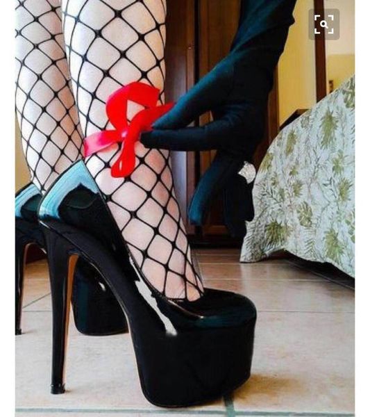 

dress shoes party nightclub stripper heels woman pumps fashion round toe slingback red ankle strap platform size 35-42, Black