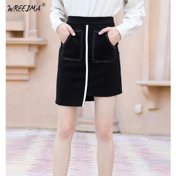 

skirts wreeima black a-line skirt women fashion patchwork loose high waist short 2021 female winter casual plus size 5xl