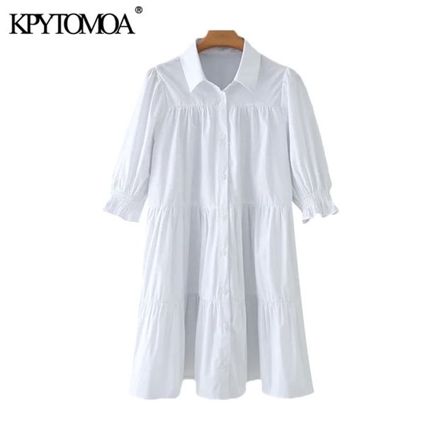 

women sweet fashion button-up ruffled mini dress vintage lapel collar puff sleeve female dresses vestidos mujer 210420, Black;gray