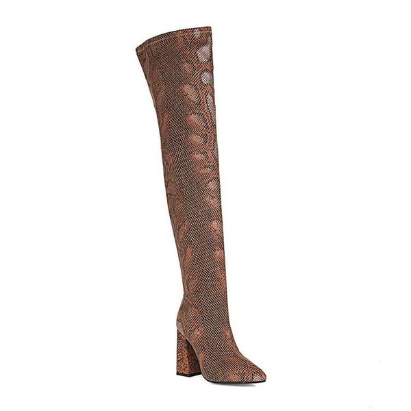 

boots fashion pointed toe thick over knee elastic heels women's suede side zipper autumn winter comfortable dating travelling, Black